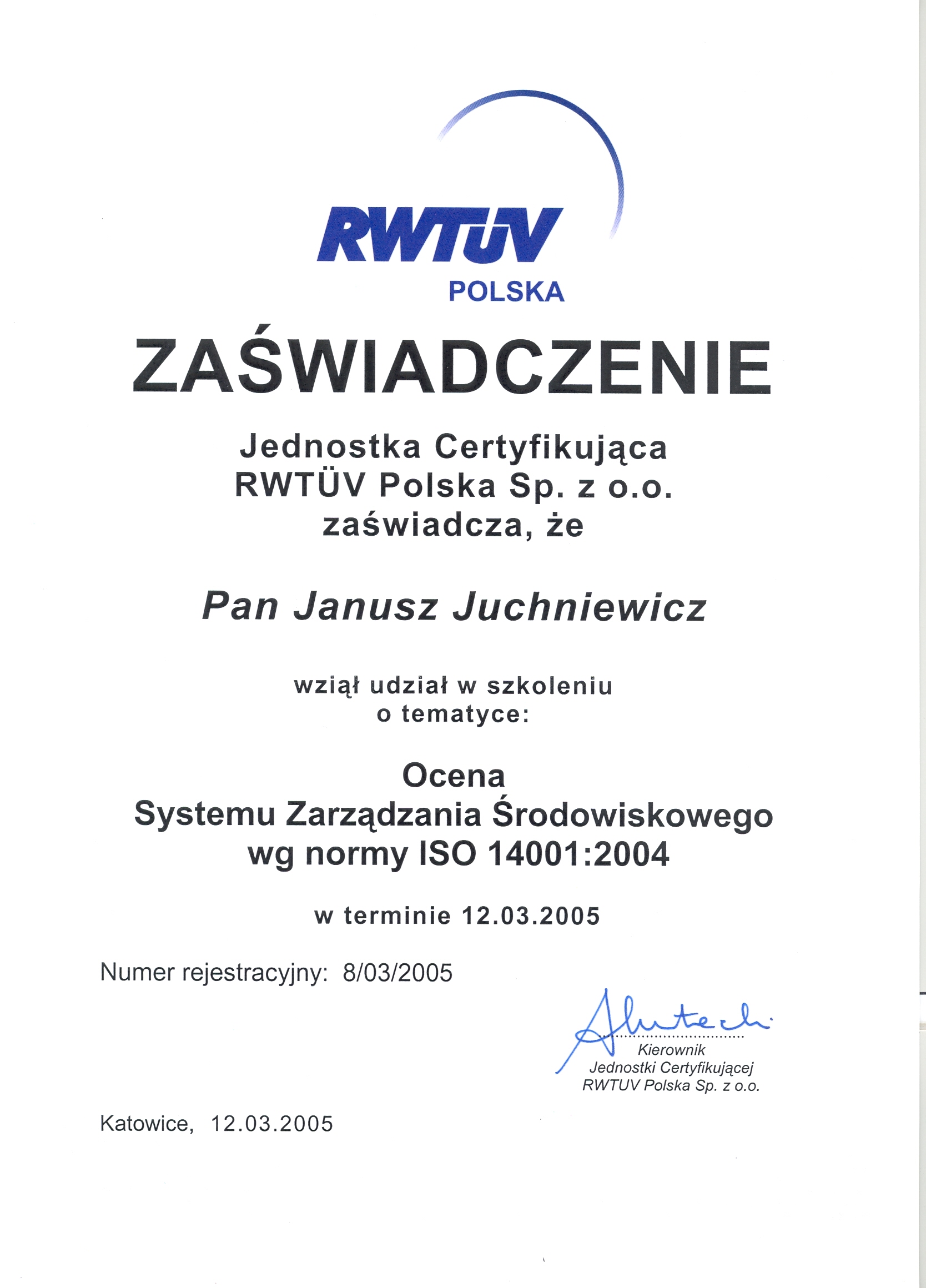 Szkolenie w zakresie normy ISO 14001:2004